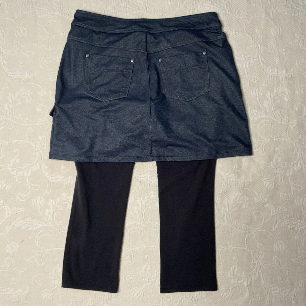 Athleta Womens Size Medium Tall Athleta Contender 2-in-1 Skirt Legging Navy Blue